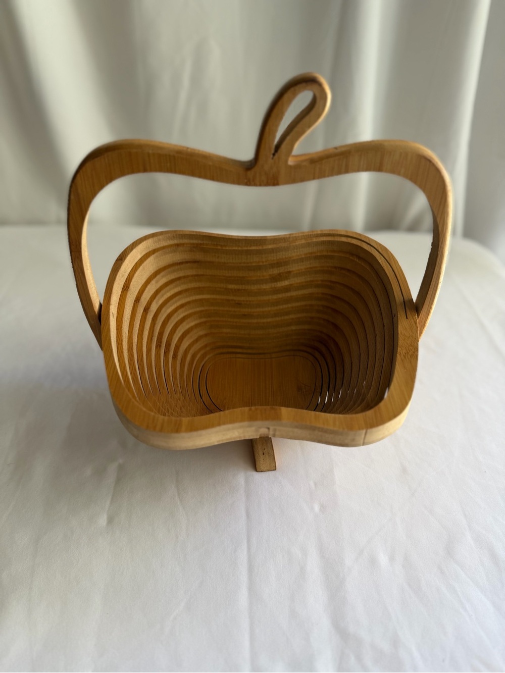 Wooden Apple-Shaped Fruit Basket - Natural Bamboo
